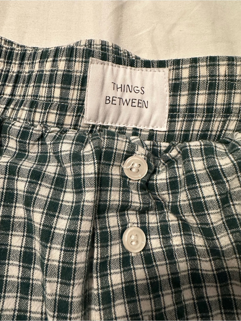 Things Between Lacey Gingham Boxer Shorts Green Women's Size S - Picture 2 of 6